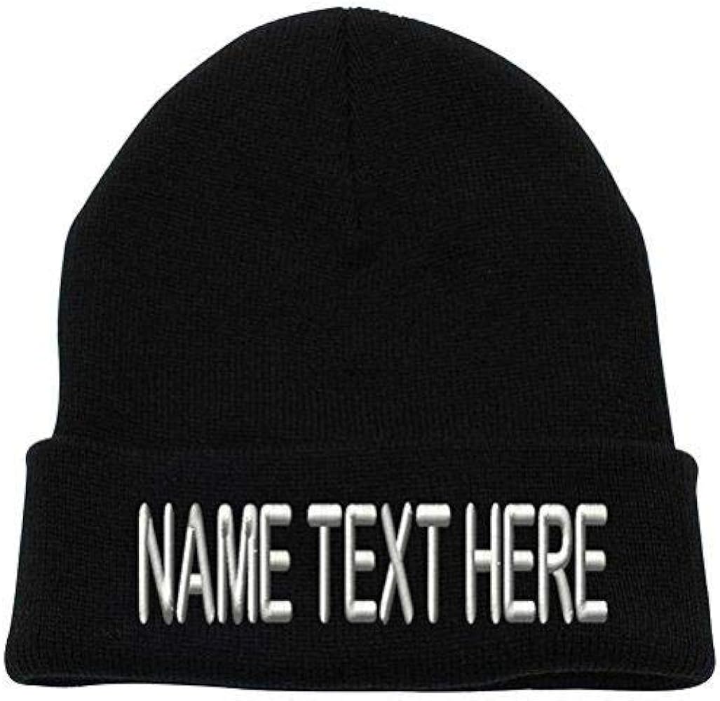 Custom Embroidery Personalized Name Text Ski Toboggan Knit Cap Cuffed Beanie Hat