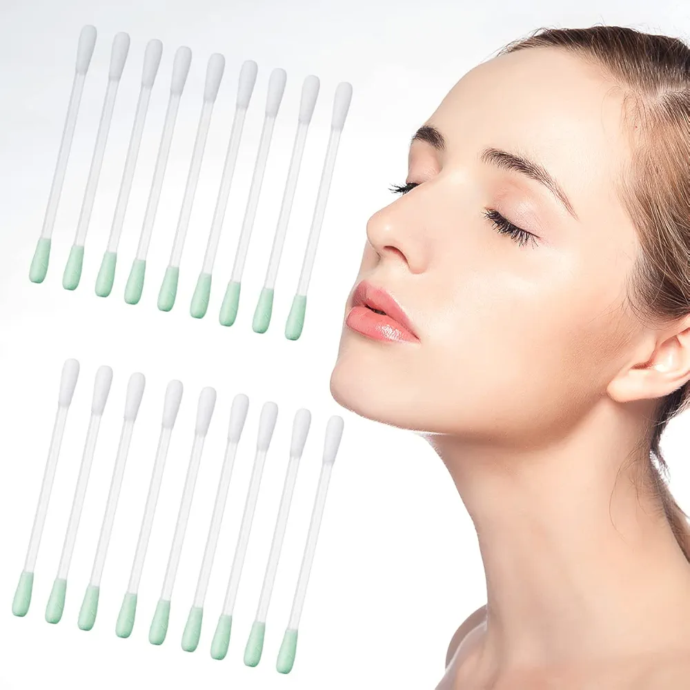 100 Pcs Cotton Makeup Remover Swabs - Disposable Vitamin E Liquid-Filled Cotton Swabs Sticks for Eye/Lip/Eyebrow/Eyelash Makeup Correctors Removing Swabs
