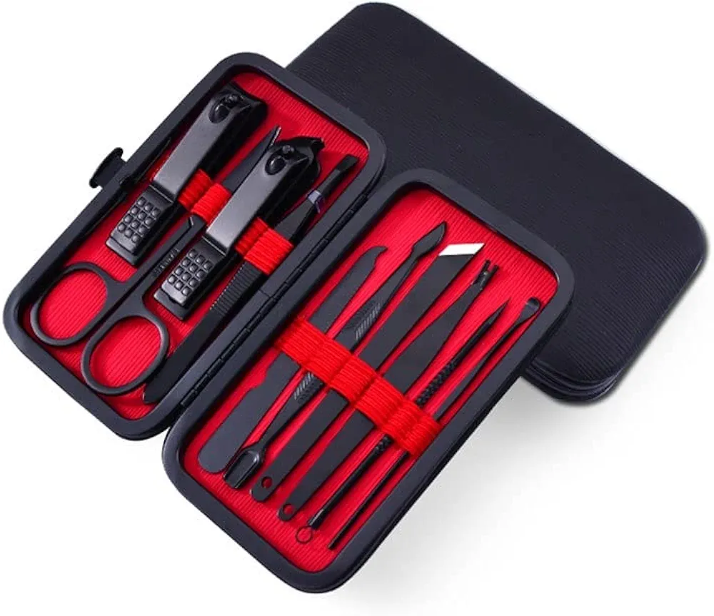 Toenail Clippers Nail Clippers Set Manicure Set Personal Care Set Professional Pedicure Set Beauty Set for Friends and Family (Black) Nail Clipper Set (Size : 15-Piece Set) ()