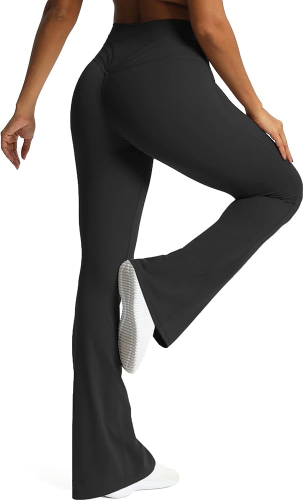 Aoxjox Flare Leggings for Women Trinity Tummy Control High Waisted Wide Leg Yoga Pants