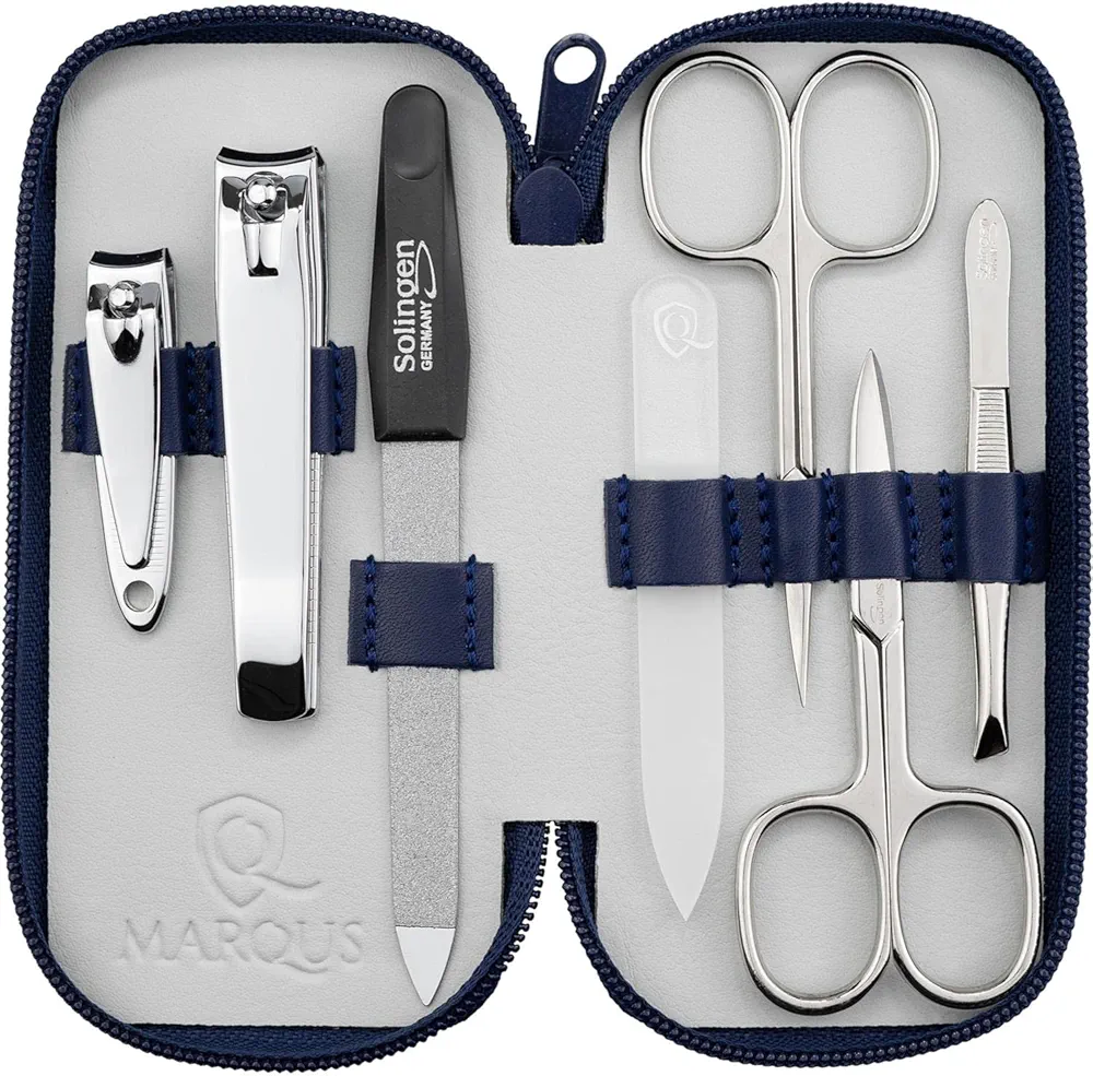 MarQus Manicure Set Men and Women - Nail Care Kit for Men and Women - Solingen Manicure Set made in Germany (except for Czech Glass Nail File and Clippers) - Manicure Kit Solingen