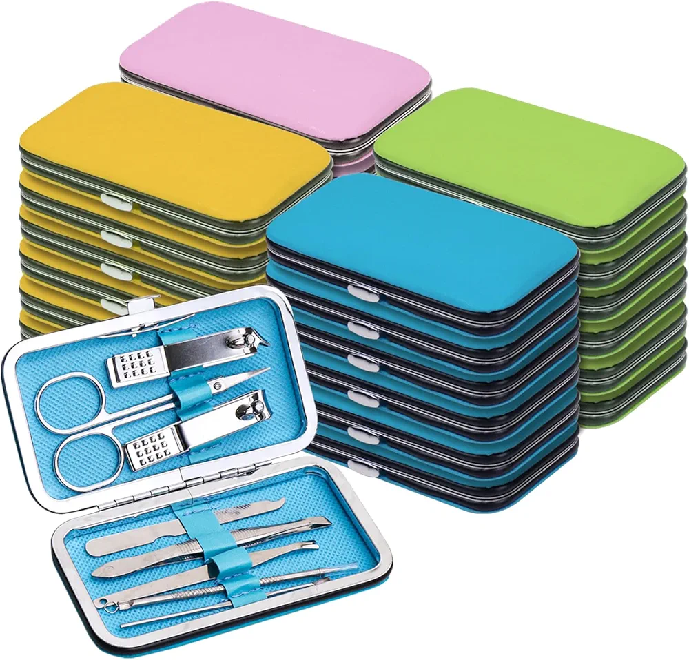 Manicure Set Bulk, Nail Clippers Kit Stainless Steel Fingernail Clippers Set, Sturdy Nail Tip Cutter Trimmers Professional Grooming Toenail Clippers Personal Pedicure Kits Gift (12 Pack 8 in 1)
