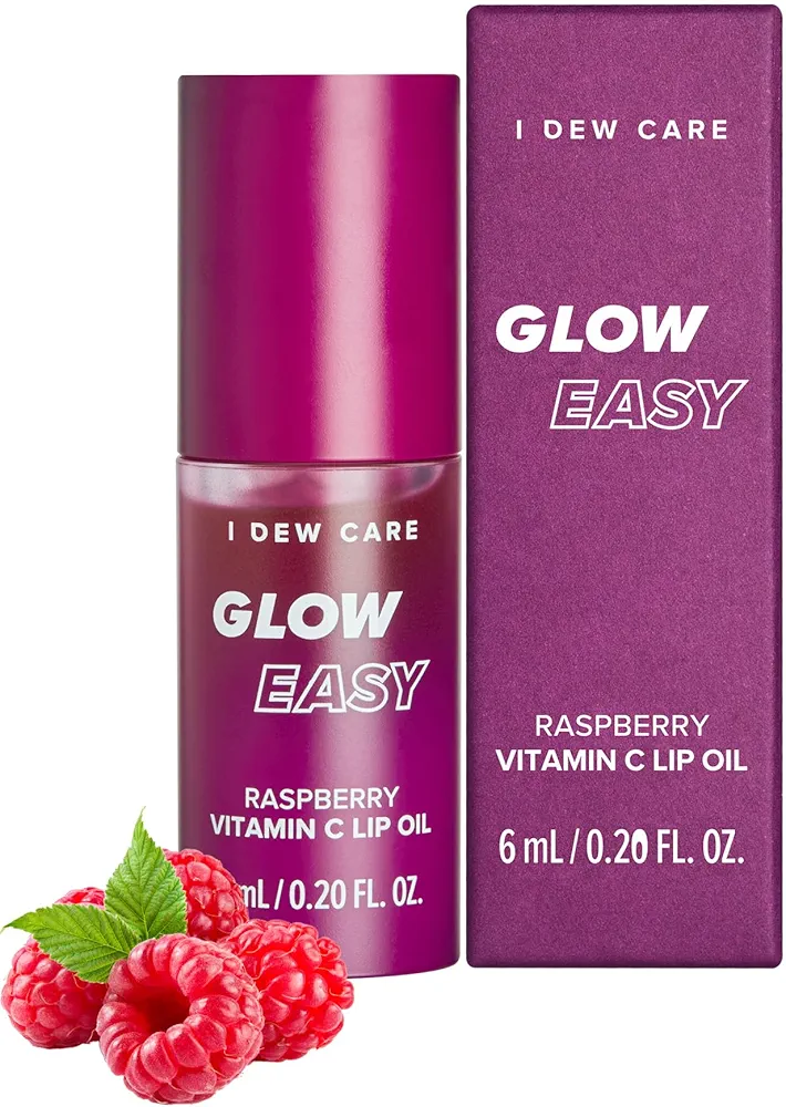 I DEW CARE Lip Oil - Glow Easy Raspberry | Vitamin C Lip Oil, Pigmented Glossy Lip Oil, Nourishing, Korean Makeup, Tinted Lip Care, Cool Pink, Glass Skin Look, Korean Skincare, 0.20 Fl Oz