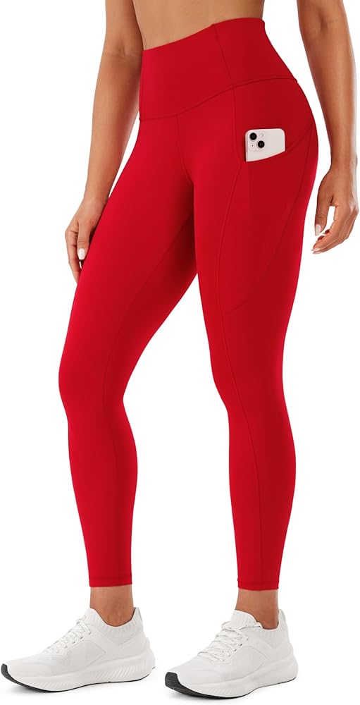 CRZ YOGA Women's Naked Feeling Workout Leggings 25 Inches - High Waisted Yoga Pants with Side Pockets Running Tights