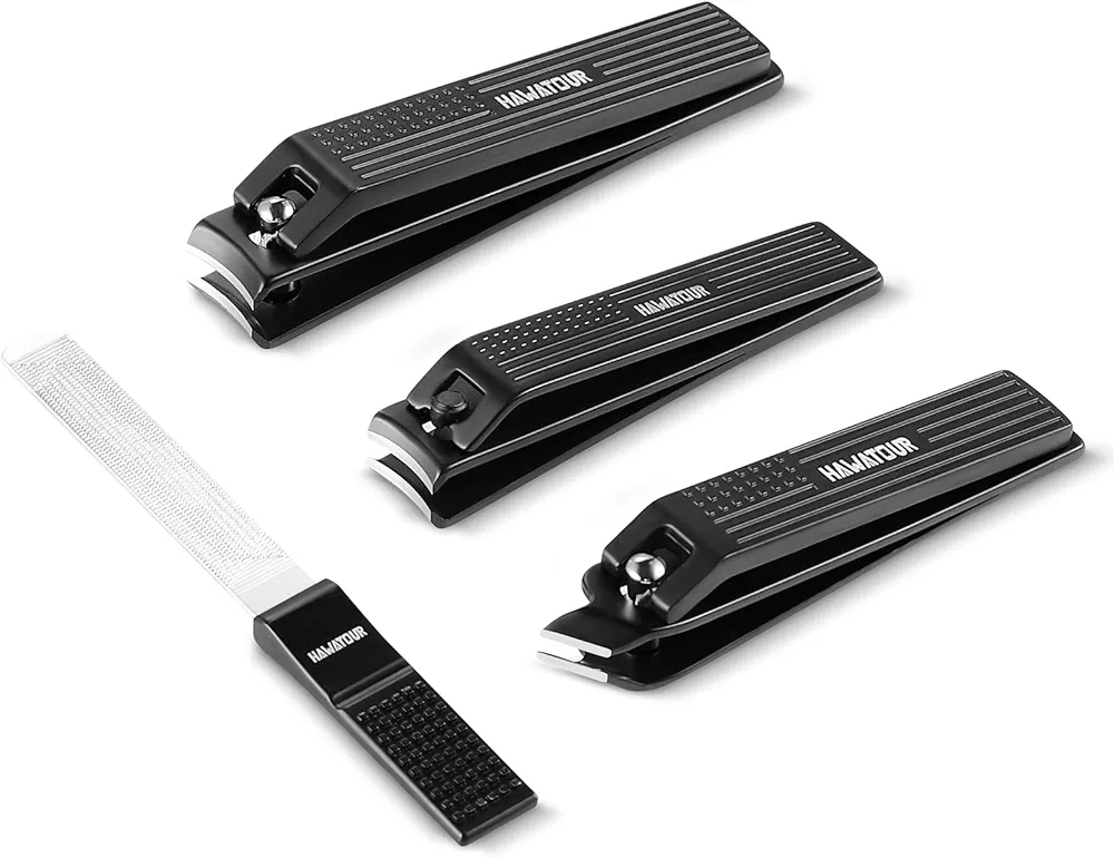 HAWATOUR Manicure Set Pedicure Kit, Heavy Duty Zinc Alloy Stainless Steel Fingernail Clippers Toenail Clippers Nail File with Tin Case, Premium Manicure Tools for Nail Care, Black