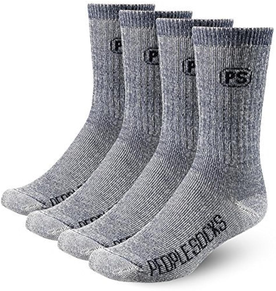 People Socks Men's Women's Merino wool crew socks 4 pairs 71% premium with Arch support Made in USA