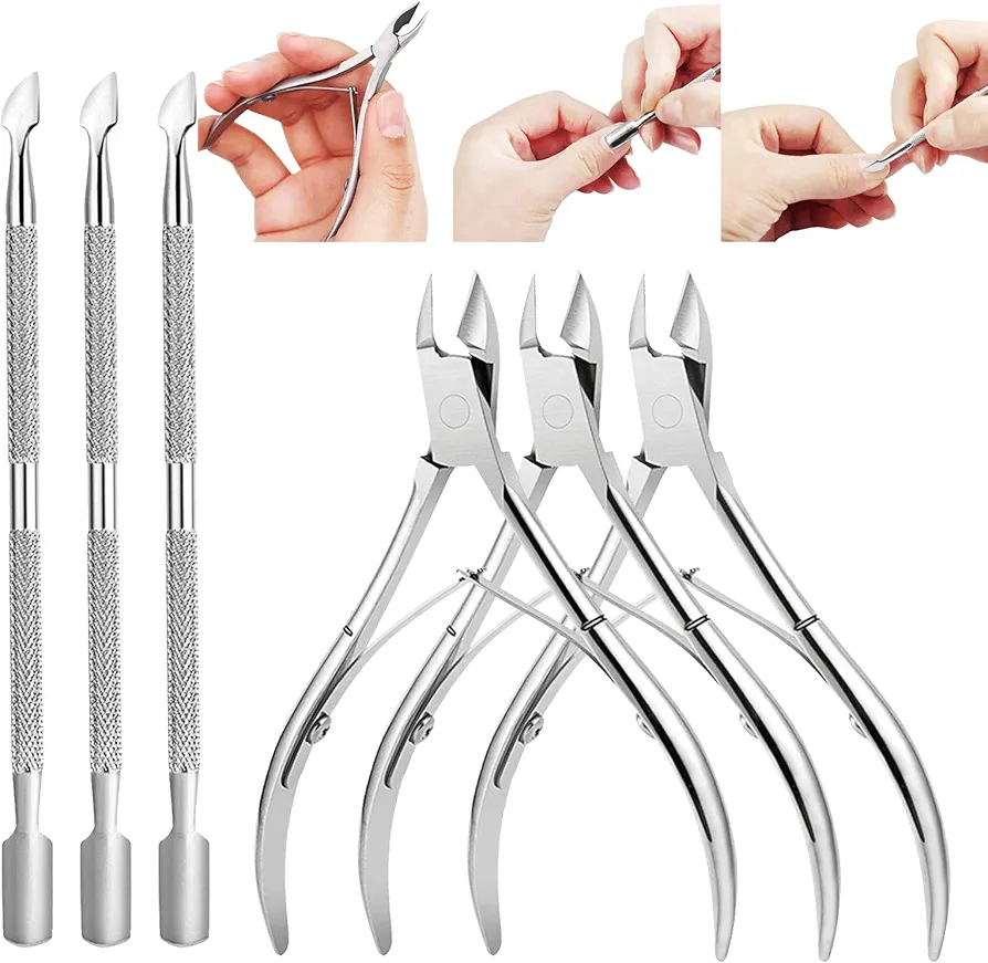 6PCS Cuticle Trimmer with Cuticle Pusher,Cuticle Kit Cuticle Nippers Manicure Set Pedicure Tools Nail Tools Professional Cuticle Cutters for Nails Professional Manicure and Pedicure Set Nail Care Kit