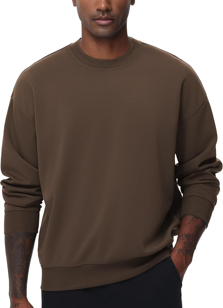 THE GYM PEOPLE Men's Crewneck Loose fit Sweatshirt Lightweight Soft Basic Pullover Tops