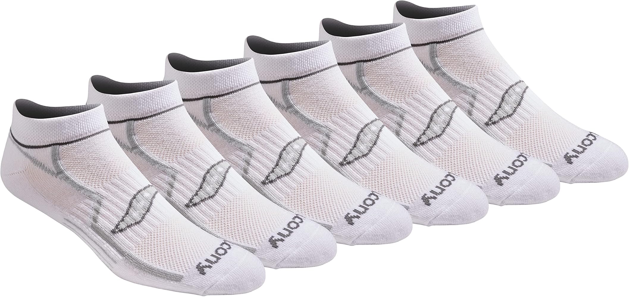 Saucony Men's RunDry Bolt Performance No-Show Socks, Available in M-XXL (6, 12, 18 Pairs)