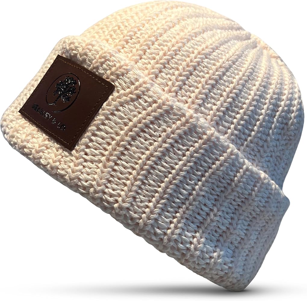 Beasley & Co Cotton Beanie - Soft Cotton Hat for Men & Women - 100% Cotton Beanie for Winter, Cuffed Knitted Hat
