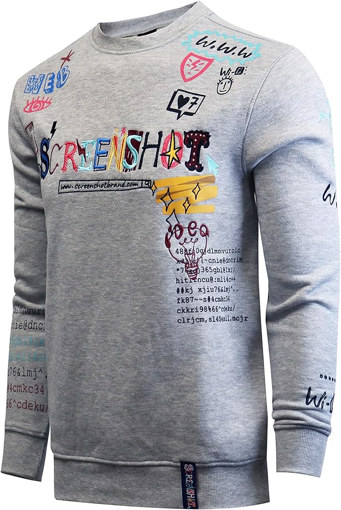 Screenshotbrand Mens Urban Hip Hop Premium Fleece - Pullover Active Urbanwear Street Fashion Crew Neck Sweatshirt