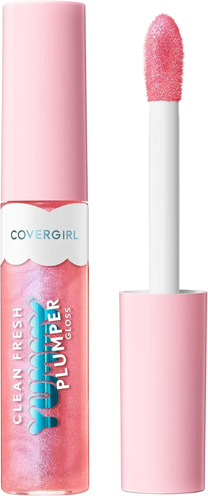 Covergirl Clean Fresh Yummy Gloss, 820 Pixie Dust, Plumper Gloss, Shiny Gloss, Vegan Formula, Volumizing Lip Plumper, Easy to Apply, Minty Flavor, 0.33oz