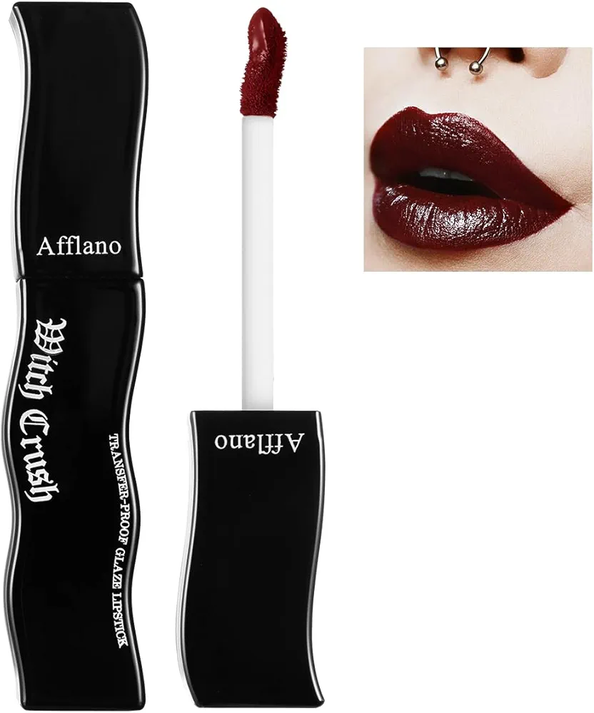 Burgundy Gothic Lip Gloss - Dark Red, Long-Lasting, Waterproof & Non-Sticky | Moisturizing, High Pigmented Vegan Lip Gloss for Bold Cosplay, Vampire & Halloween Makeup