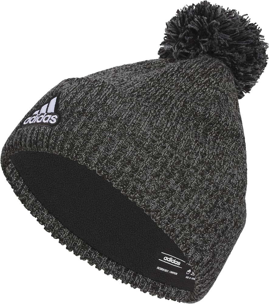 adidas mens Recon Ballie Beanie, Standard Fit Cuffed Fleece-lined Winter Knit Hat/Cap With Pom