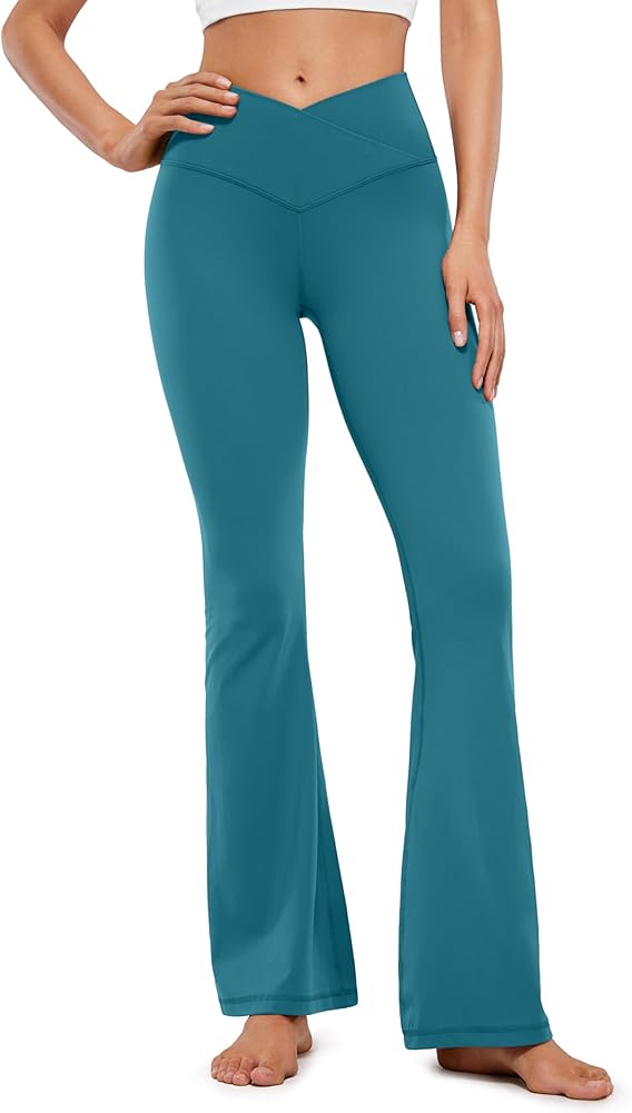 CRZ YOGA High Waist Crossover Flare Leggings for Women 31" - Bootcut Bell Bottoms V Cross Yoga Pants