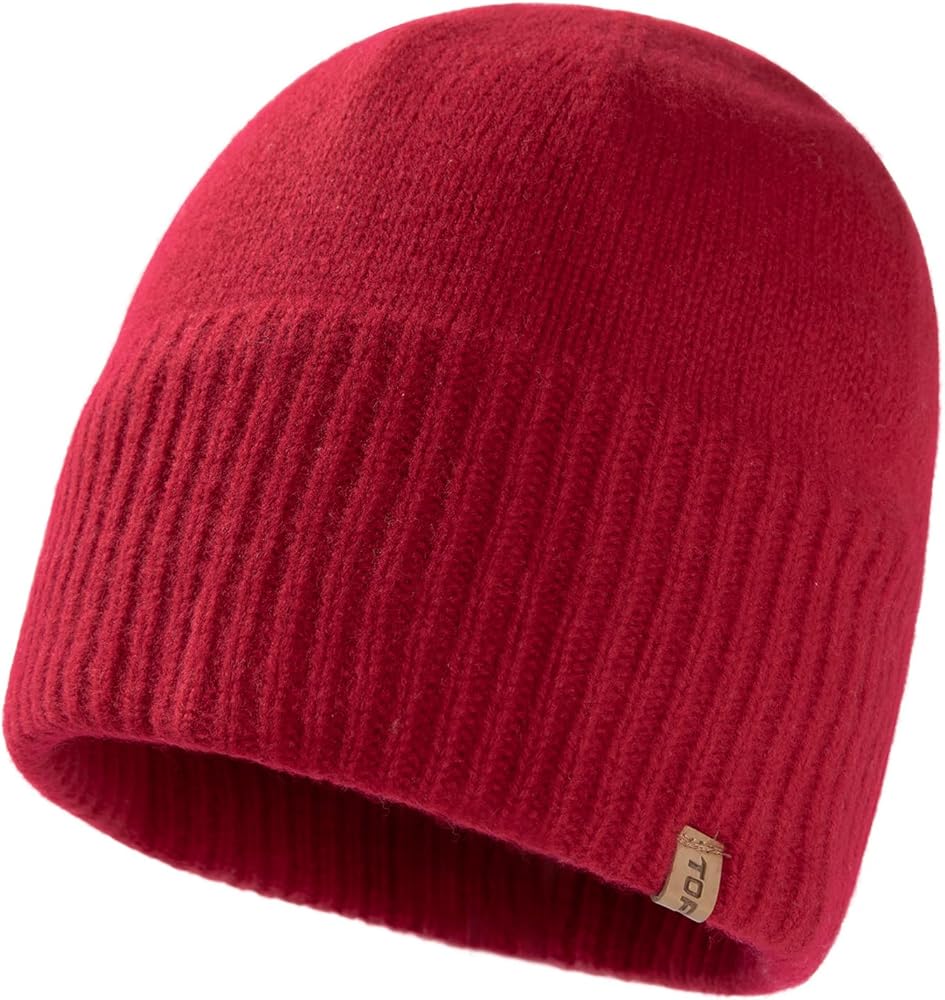 TOP-EX Oversized L/XL/XXL 100% Merino Wool Beanie Fleece Lined Cuffed Watch Fisherman Cap