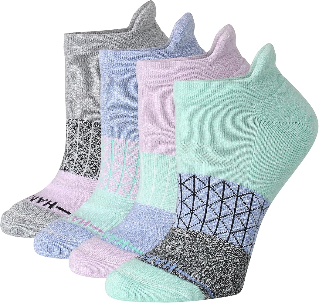 Hanes Women's Cushioned No Show Tab Socks, Absolute Active No Show Socks for Women, 4-pairs