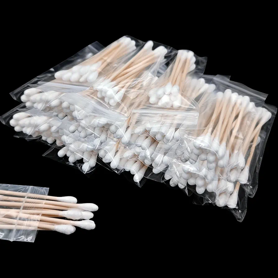 100PCS(10 Pack of 10) Bamboo Cotton Swabs for Ears,Individually Wrapped Round Tipped Round Ear Swab,Organic Ear Sticks,Travel Ear Cleaning Cotton Buds for Travel Makeup,Hotel