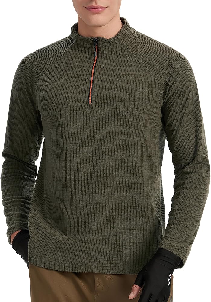 Mens Quarter Zip Pullover Moisture Wicking Sweatshirts for Men, Camping Hiking Outdoor Sports Workout Shirts