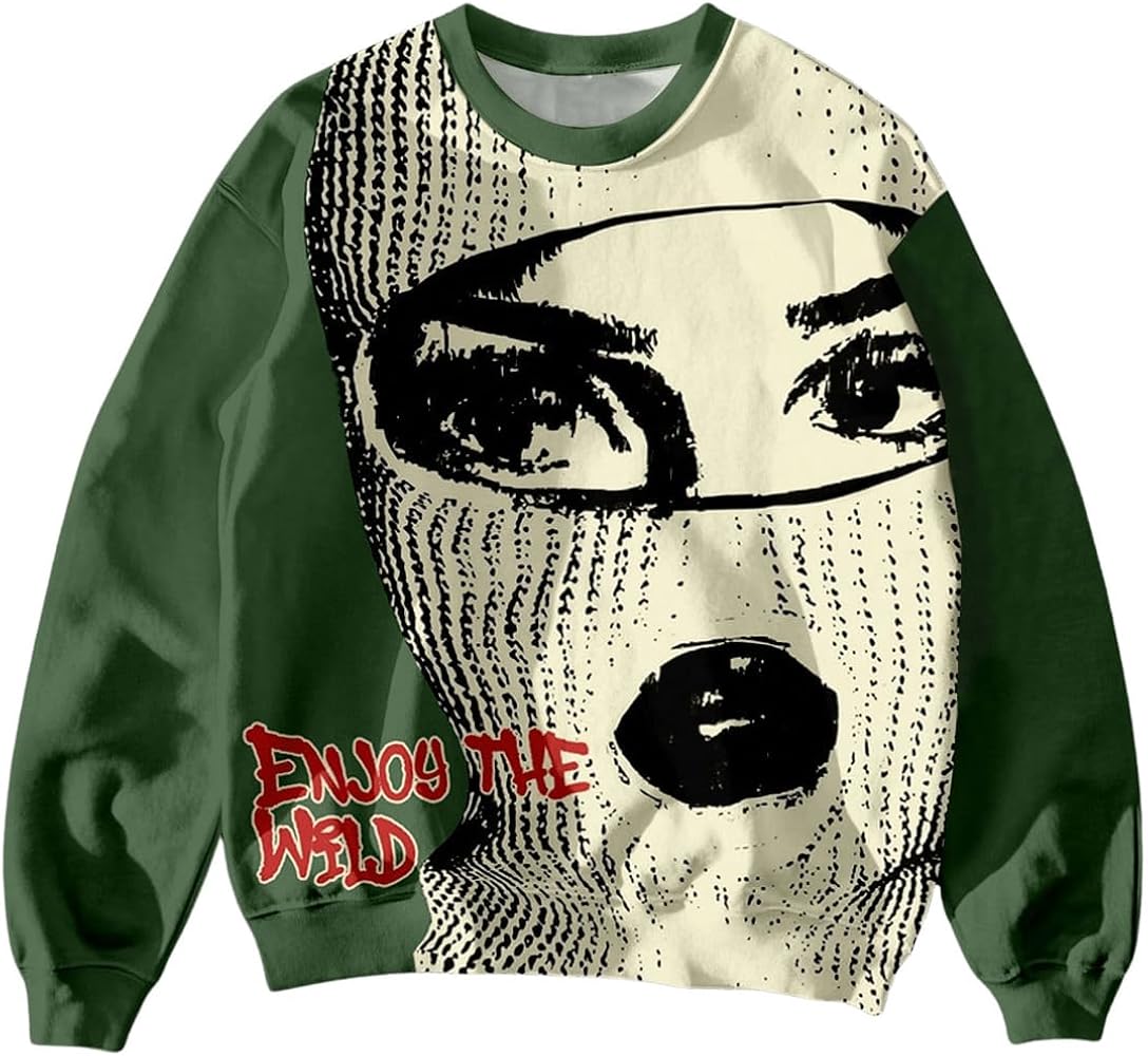 SOLY HUX Sweatshirts for Men Graphic Letter Print Crew Neck Long Sleeve Streetwear Pullover Top