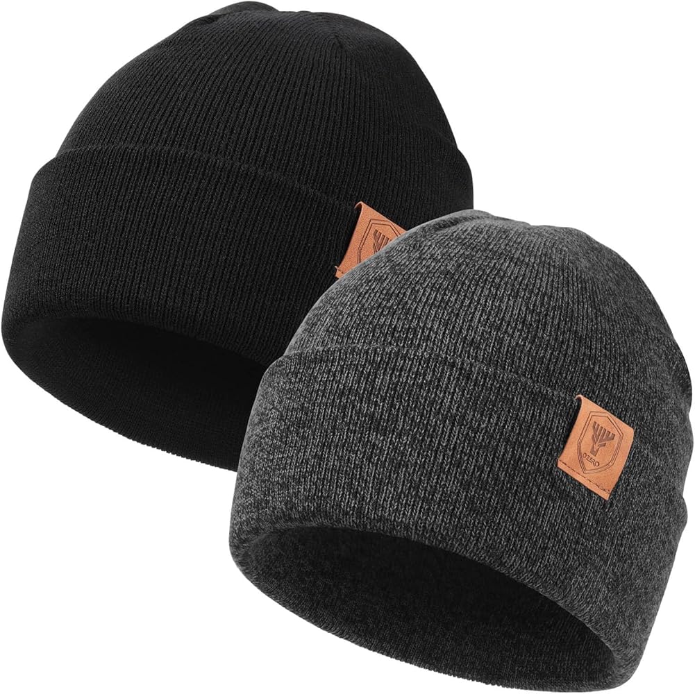 OZERO 1&2 Pack Beanie for Men Women: Slouchy Knit Cuffed Beanie Hats Warm Caps for Skiing, Cycling, Running, Hiking