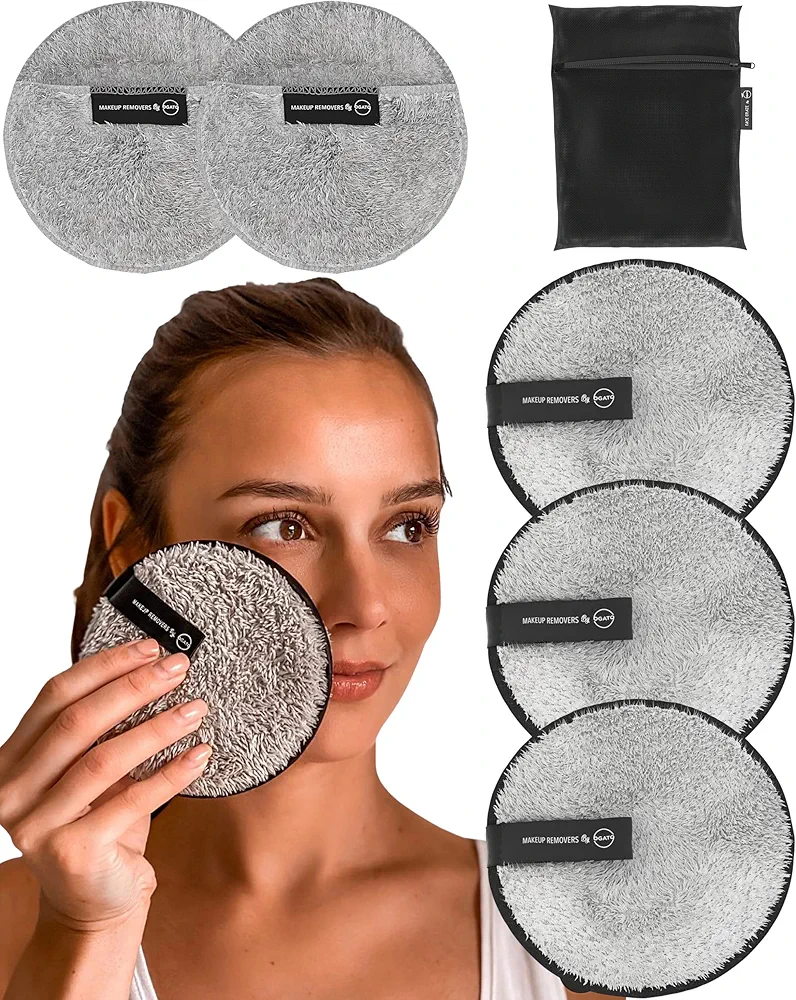 Ogato Reusable Makeup Remover Pads -6pc Reusable Makeup Remover Cloths - Reusable Face Pads, Makeup Eraser for All Skin Types - Washable Microfiber Makeup Remover Face Cloths - With Free Laundry Bag