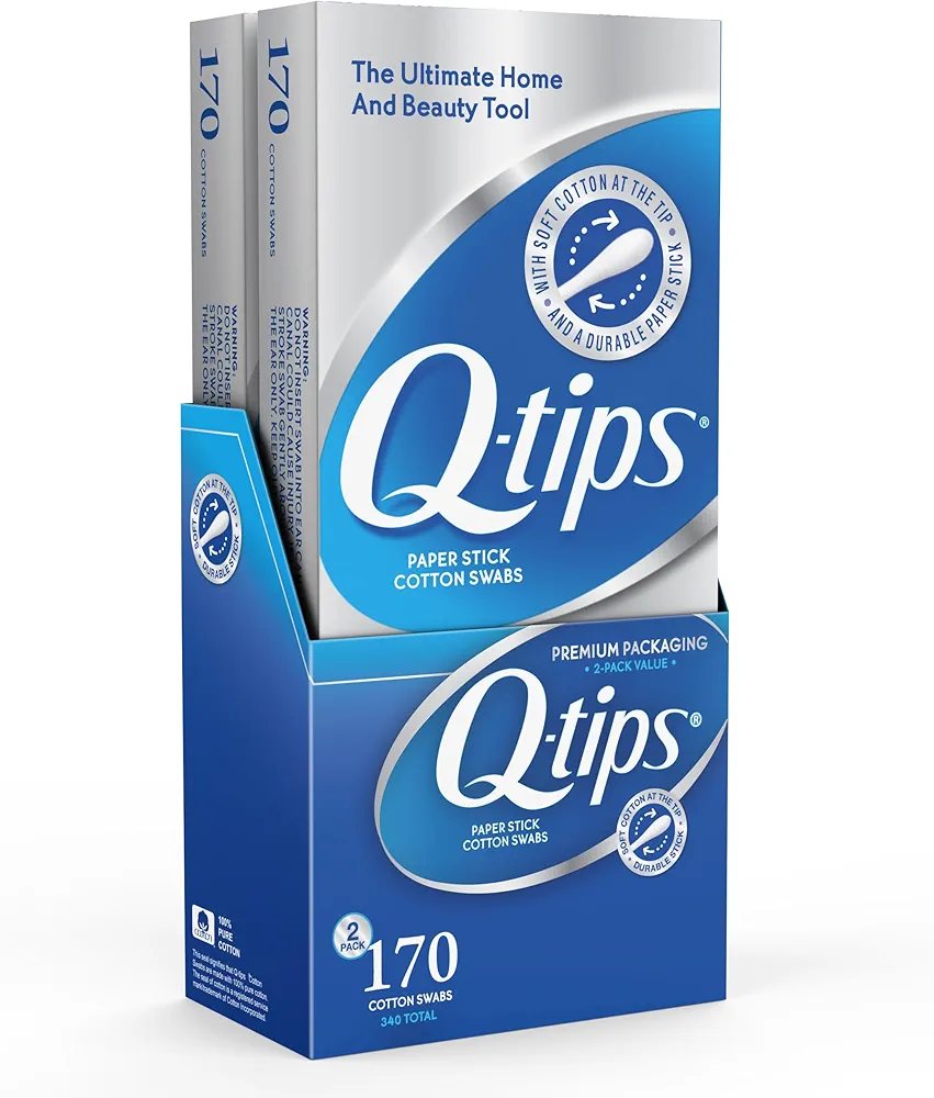 Q-tips Cotton Swabs 170 Count - Original Cotton Swabs with Soft Cotton Tips, Makeup Tools, Beauty Tools & Personal Care (Pack of 2) 