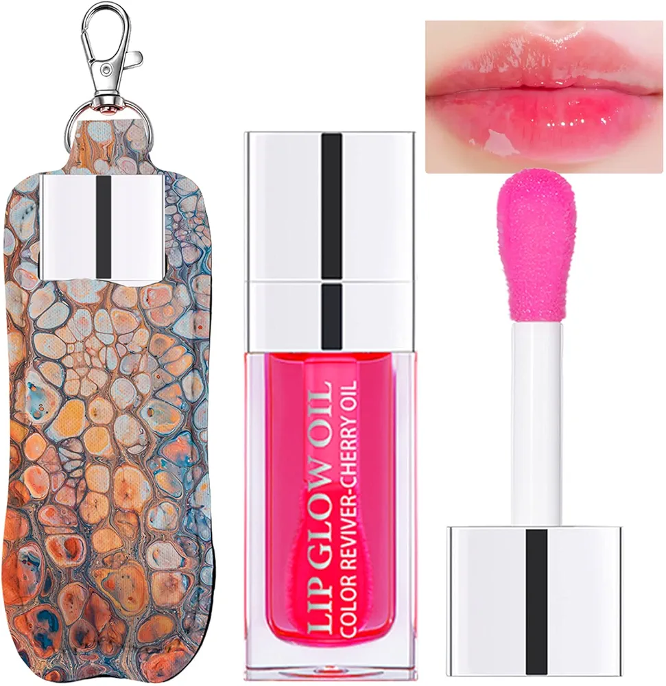 Hydrating Lip Glow Oil, Plumping Watery Lip Gloss, Refreshing Moisturizing Lip Oil Tinted Lip Balm, Lasting Nourishing Revitalizing Lip Tint Lip Care (15# Cherry Red)