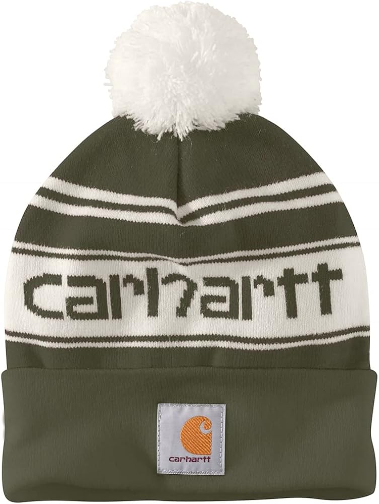 Carhartt Men's Knit PomPom Cuffed Logo Beanie