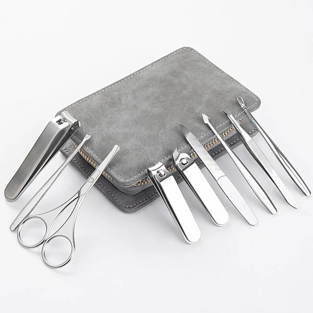 Manicure Set, OKOM Nail Kit, Nail Care Kit, Manicure Kit, Nail Care Set with Nail Clippers Nail File and Cuticle Pusher, Manicure Tool, Nail Set with Luxurious PU Leather Case, Good Gifts(9Pcs)