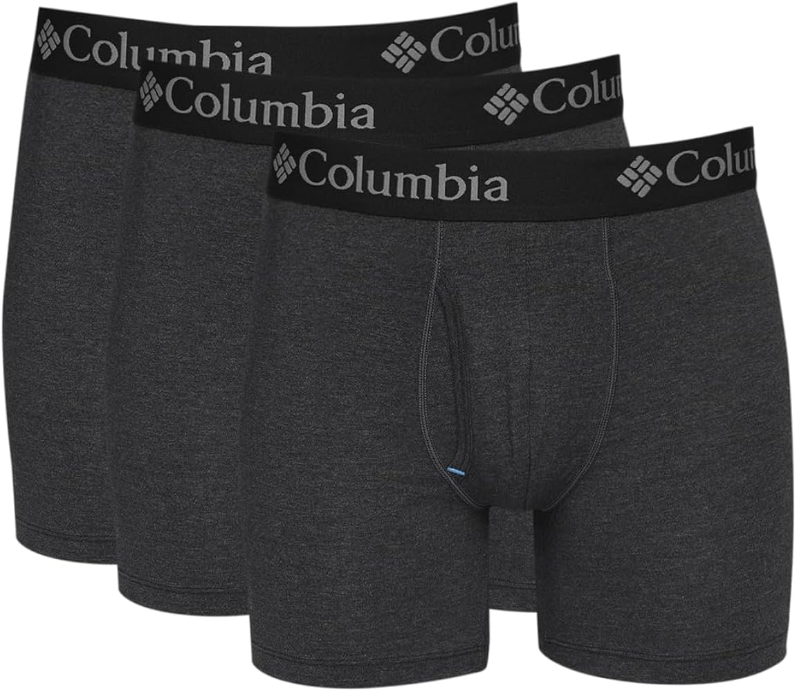 Columbia Men's 3 Pack Tri Blend Boxer Brief, Black, Large