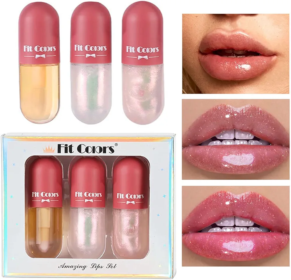 3 Color Pearlescent Lip Oil Hydrating Tinted Plump Lip Gloss Transparent Toot Lip Oil, Glass Lip Glow Oil Fresh Texture & Non-sticky, Nourishing Repairing Lightening Lip Lines Lip Care- 02