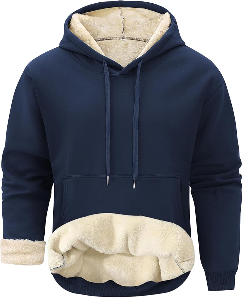 Gihuo Men's Warm Crewneck Sherpa Lined Fleece Sweatshirt Pullover Tops