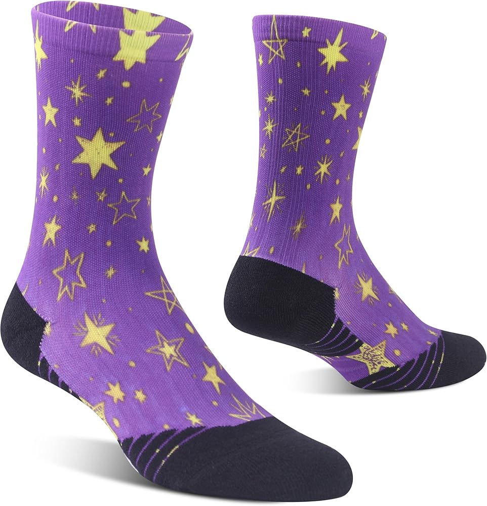 HUSO Hiking, Cycling and Running Socks for Men and Women, Funky Printed Sports Socks