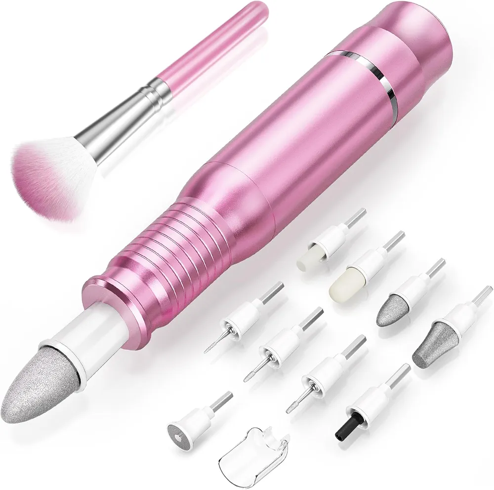 Subay Professional Manicure Pedicure Kit, Electric Nail Drill Set with LED Display, 25000RPM, 11-Piece Attachments Plus 20 Sanding Bands, Nail Grinder Tool for Women Men Baby Pets, with Dust Brush