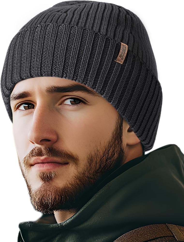 OUTDOOR SHAPING Merino Wool Beanie for Men & Women, Unisex Daily Cuffed Plain Knit Hat, Soft Warm Winter Hat