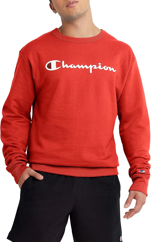 Champion Men's Powerblend Fleece Crew, Script