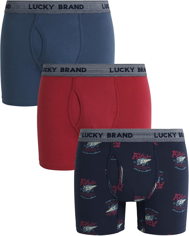 Lucky Brand Men's Boxer Briefs – 3 Pack Soft Stretch Boxers for Men with Contour Pouch - Casual Mens Underwear Boxers (S-XXL)