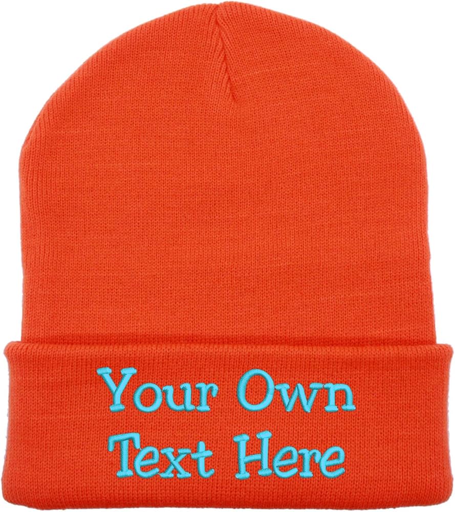 Custom Embroidered Beanie Men Women Unisex Plain Cuffed Knit Skull Cap Hat