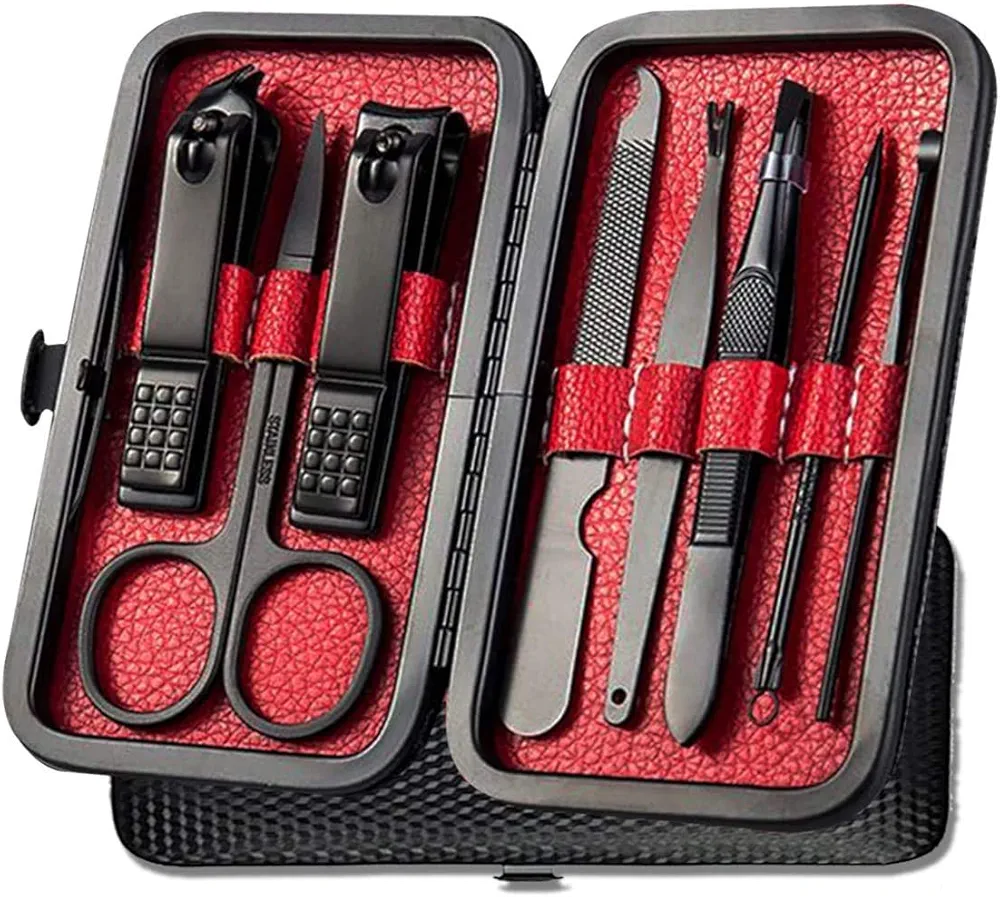 Pedicure Kit Nail Clippers Set 10 in 1 Stainless Steel Nail Cutter File Sharp Scissors Manicure Fingernails & Toenails Personal Care Gift with Portable Travel Case for Men & Women (Yellow_10 pieces)