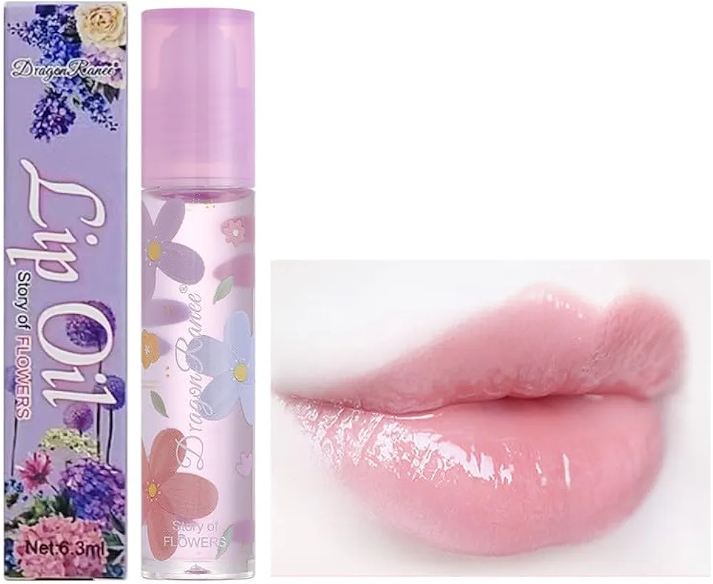 Clear Roll On Oil Lip Gloss, Transparent Colorless Lip Glow Oil Primer Moisturizing Fruit Lip Balm, Natural Shiny, Dry Lip Hydrating & Moisturizing Lip Care Lip Glazes for Women Girls (#01)