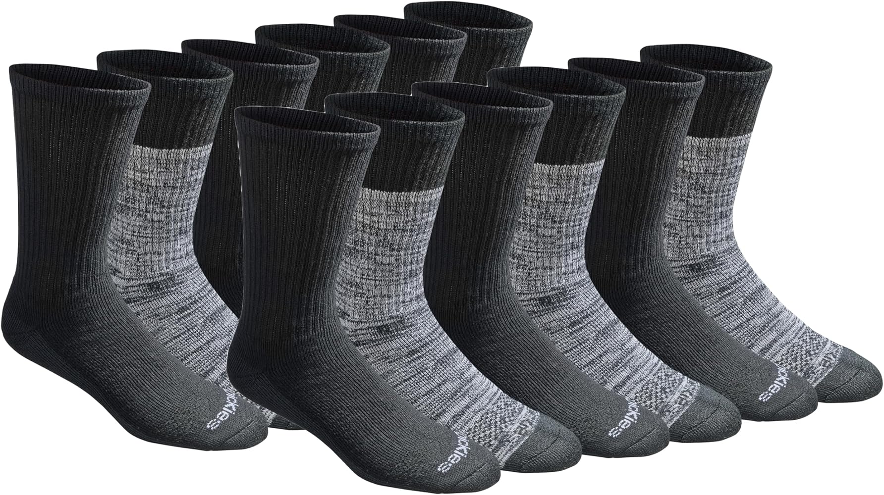 Dickies Men's Dri-Tech Essential Moisture Control Crew Socks, Available in M-XXL (6, 12 Pairs)