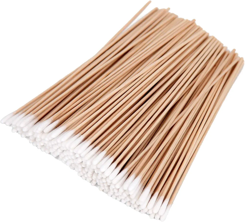 200PCS Cotten Swab Applicators, 6 Inch Long Wooden Cotton Swabs - Cleaning Gun Sterile Medical Q Sticks Tips Applicator With Wood Handle - Makeup & Ear Cleaner Remover Tools - For Ceramics, Jewelry