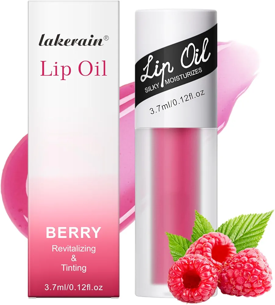 NICEFACE Fruit-Flavored Plumping Lip Oil - Lip Gloss - Non-Sticky, Moisturizing, Smoothing, Glowing, Revitalizing, and Nourishing for Dry Lips - Lip Balm Lip Care (Berry)