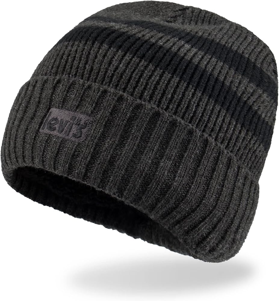 Levi's Men's Cozy Knit Cuffed Logo Patch Beanie Hats