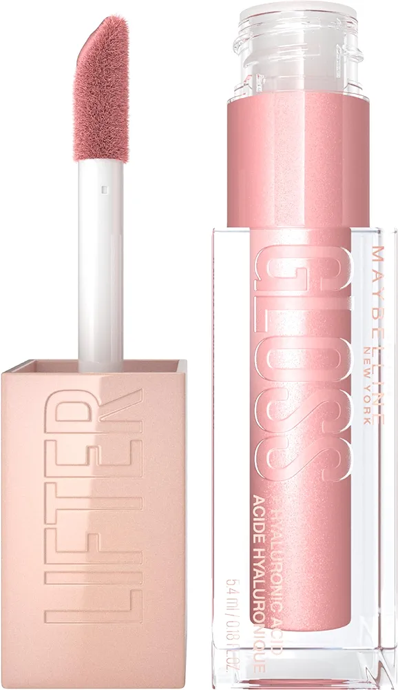 Maybelline Lifter Gloss, Hydrating Lip Gloss with Hyaluronic Acid, High Shine for Plumper Looking Lips, Opal, Pink Neutral, 0.18 Ounce