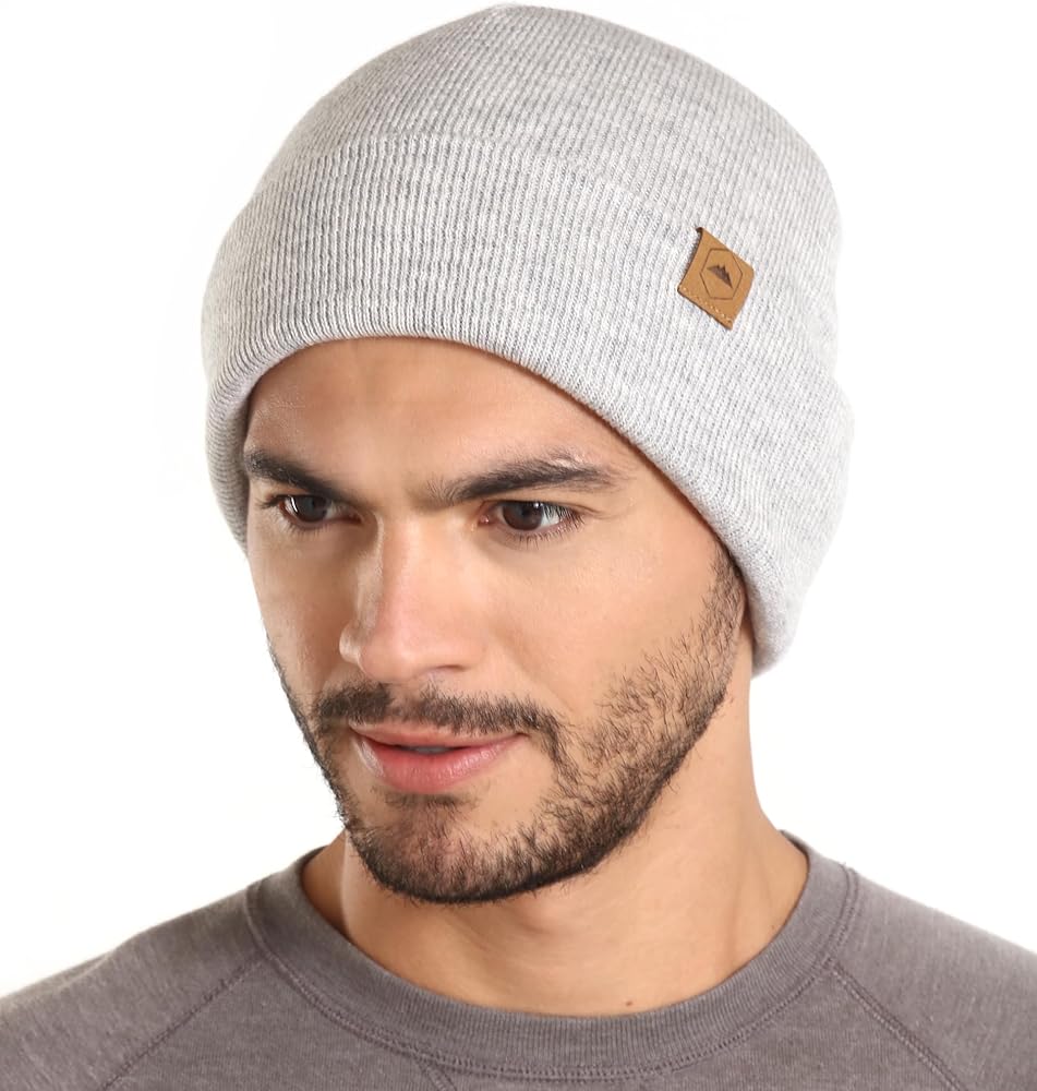 Winter Beanie Knit Hat for Men & Women - Merino Wool Ribbed Cap - Warm & Soft Stylish Toboggan Skull Caps for Cold Weather