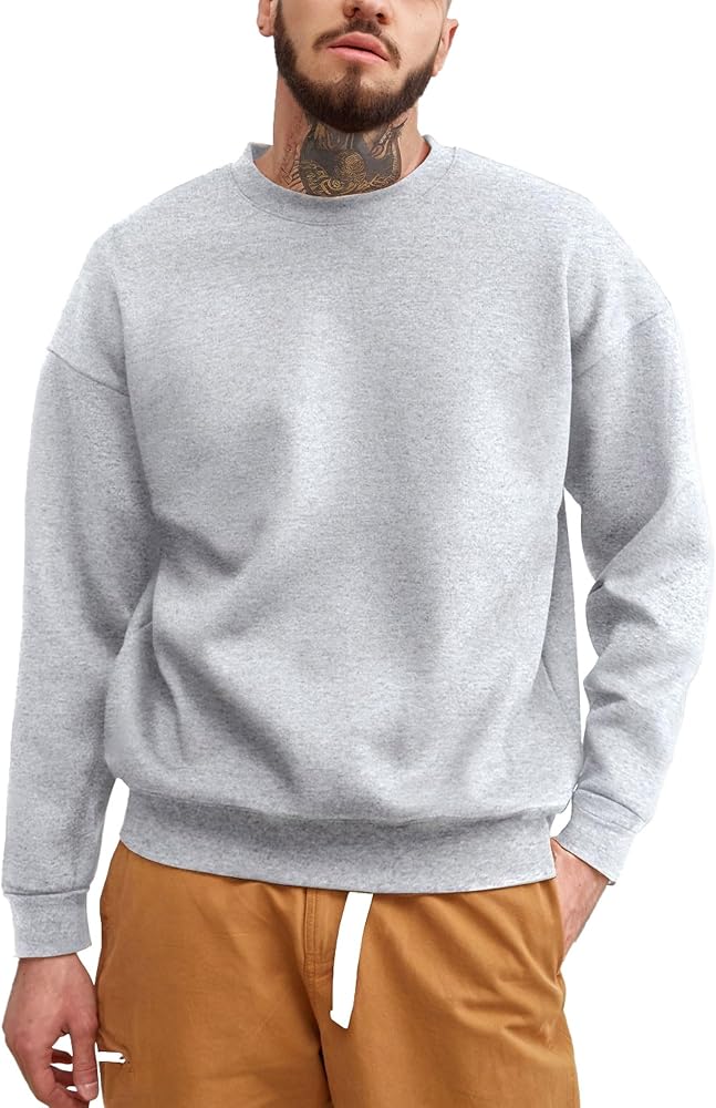 Men'S Crewneck Sweatshirt Long Sleeve Baggy Sweatshirts Lightweight Crew Neck Pullover