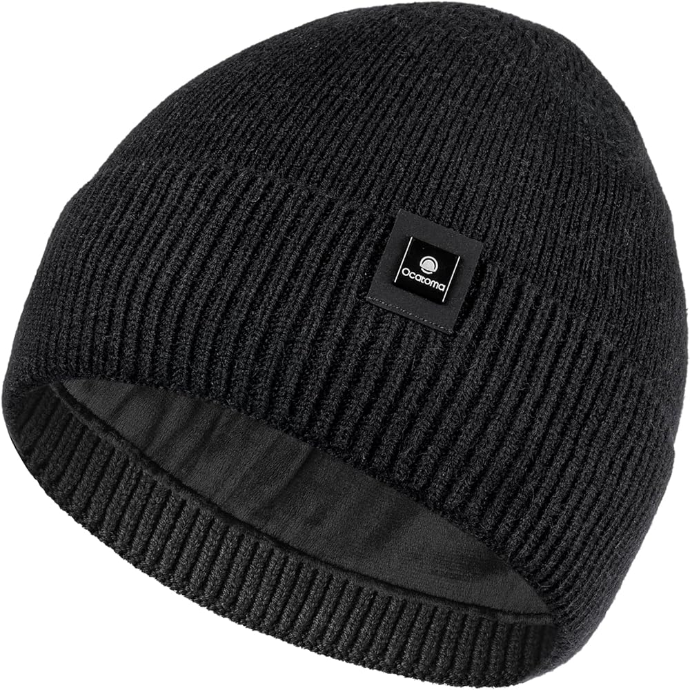 Ocatoma Beanie for Men Soft Knit Cuffed Unisex Beanie Warm Winter Ski Hats Gifts for Men Women