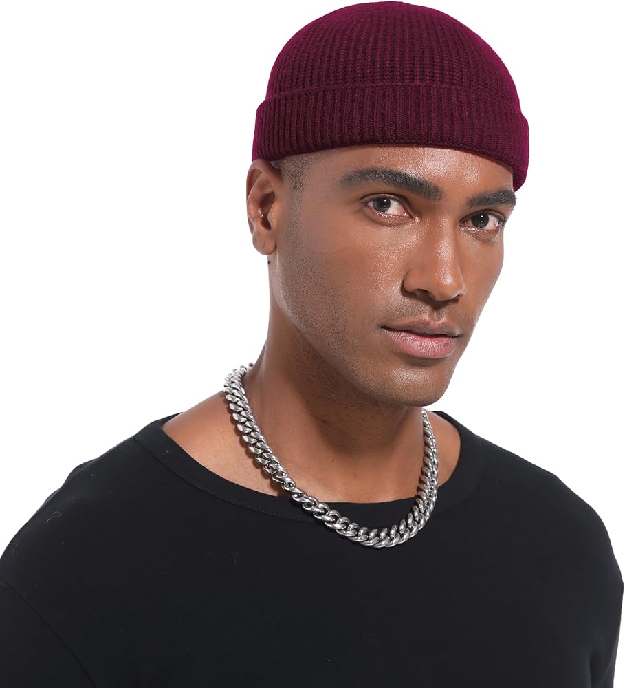 Wool Cuffed Beanie for Men Unisex Knit Watch Cap Thin Fisherman Beanies